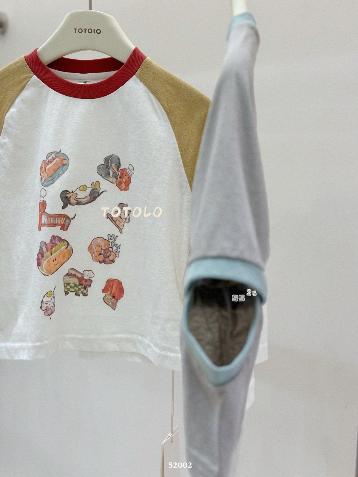 上衣 - 插肩袖拼色長T