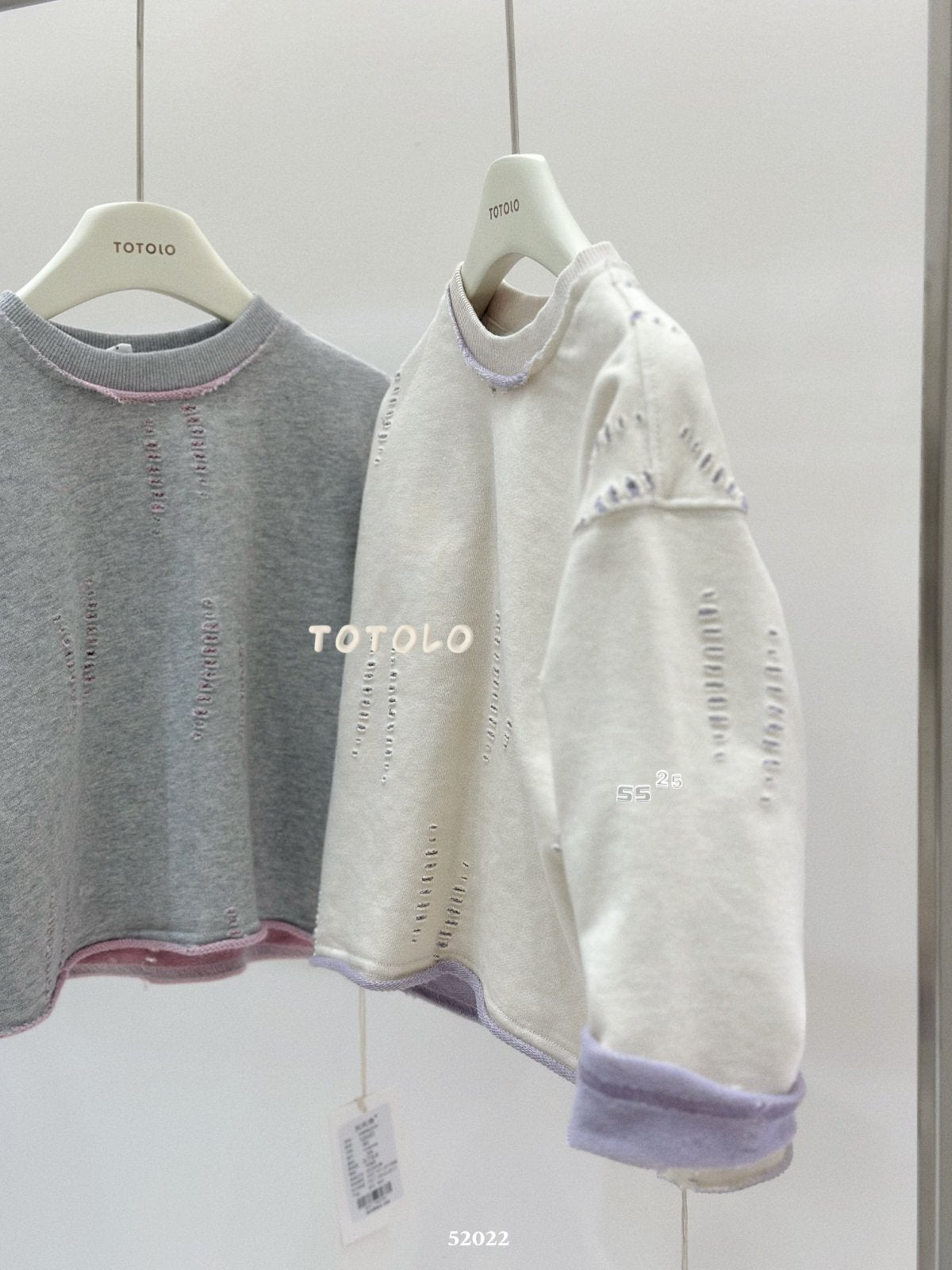 上衣 - 雙色沖洞毛邊衛衣