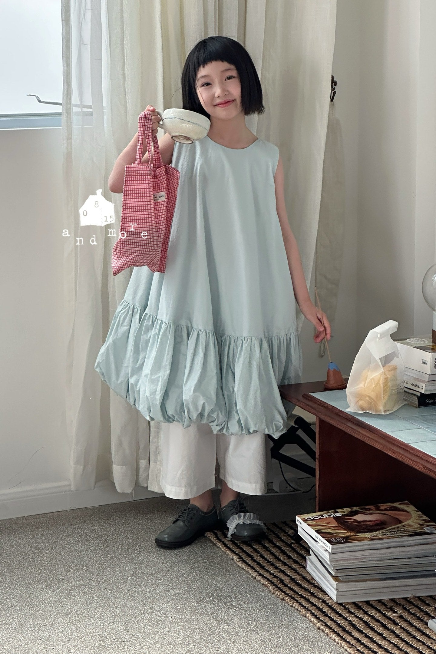 上衣 - 藍泡泡裙