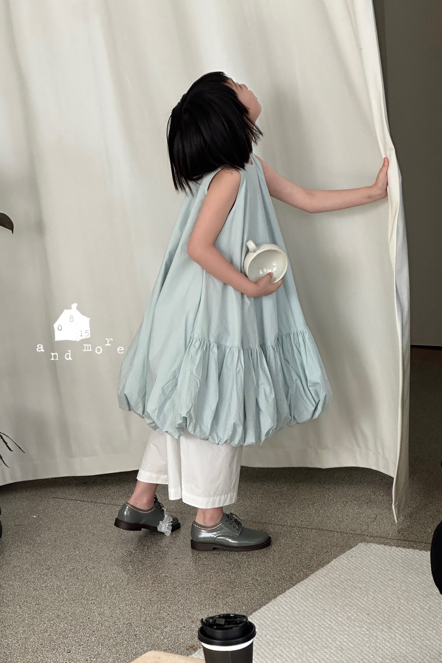 上衣 - 藍泡泡裙