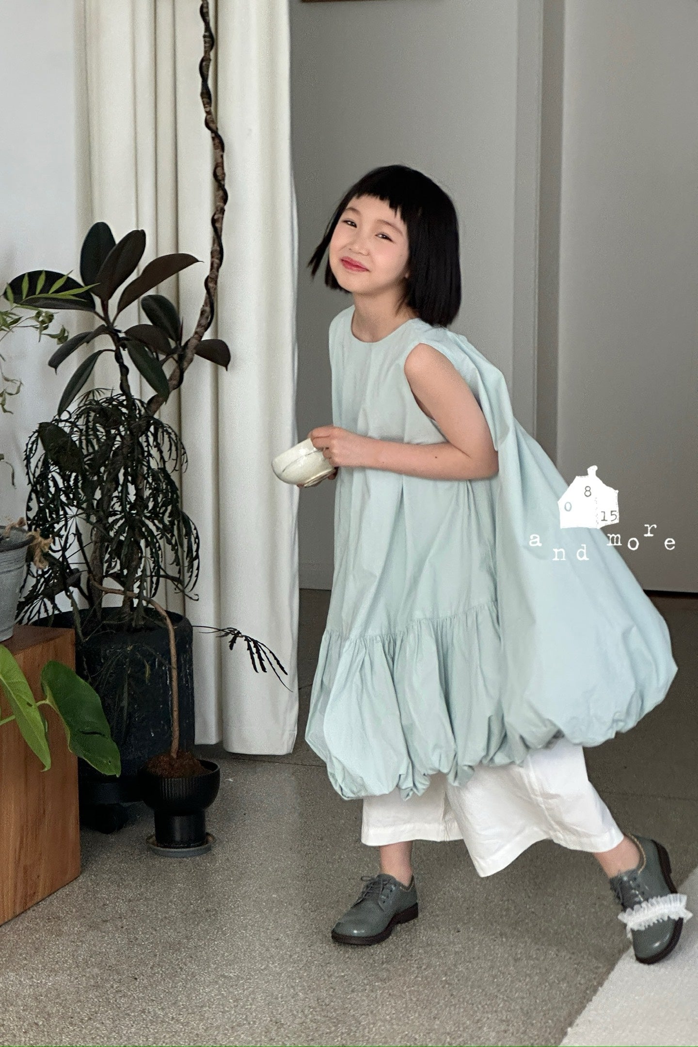 上衣 - 藍泡泡裙